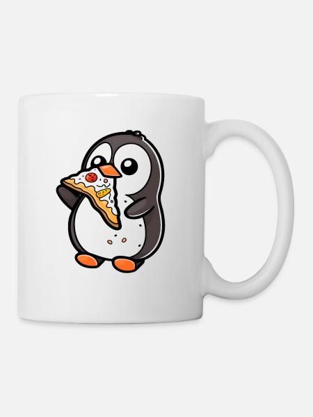 Penguin with Pizza Pizza Lovers - Mug - white