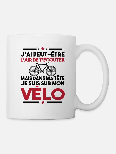 Dans ma tête je fais du vélo - humour vélo - Mug blanc - blanc