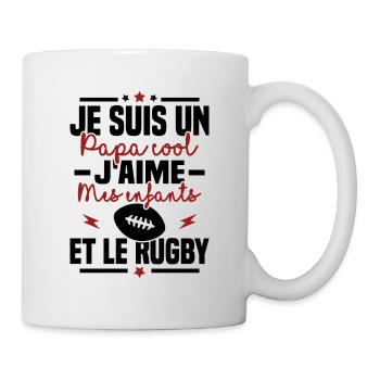 Papa cool j aime mes enfants et le rugby - Mug blanc - blanc - Droite
