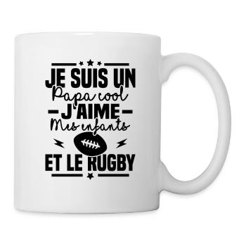 Papa cool j aime mes enfants et le rugby - Mug blanc - blanc - Droite