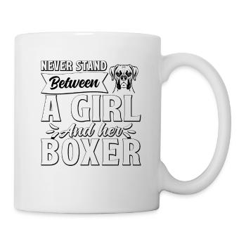 Ne vous tenez jamais entre une fille et son boxeur - Mug blanc - blanc - Droite