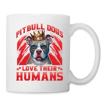 Les chiens Pitbull aiment leurs humains - Mug blanc - blanc - Droite
