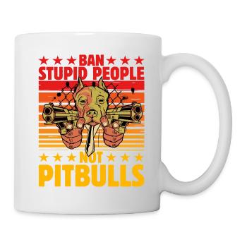 Ban stupid people not Pitbulls - Mug - white - Right