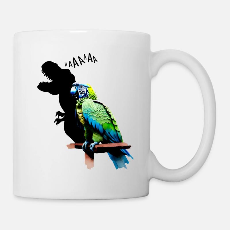 lustiger T-Rex Papagei Gelb Blau Ara Macaw - Tasse - Weiß
