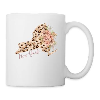 Leopard print map New York State - Mug - white - Right