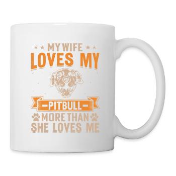 Ma femme aime mon pitbull plus qu’elle ne m’aime - Mug blanc - blanc - Droite
