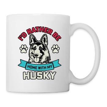 I'd rather be home with my husky - Tasse - Weiß - Rechts
