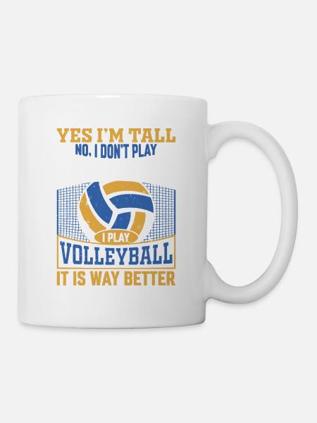 Grands amateurs de volley-ball - taille et volleyball - Mug blanc - blanc