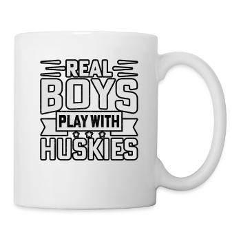Real Boys play with huskies - Mug - white - Right
