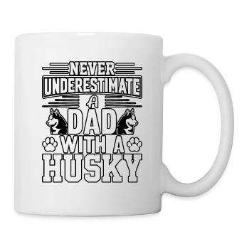 Never underestimate a mom with a Husky - Tasse - Weiß - Rechts