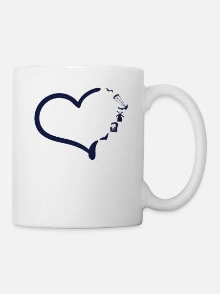 Herz Heimat Küste Meer Wakeboard - Tasse - Weiß