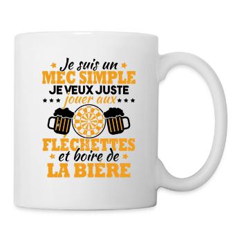 Je veux juste jouer aux fléchettes et bière - Mug blanc - blanc - Droite