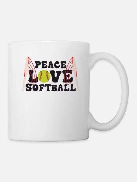 Mädchen Frieden Liebe Softball - Tasse - Weiß