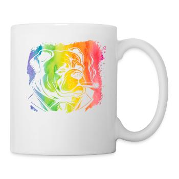Englische Bulldogge Retro - Tasse - Weiß - Rechts