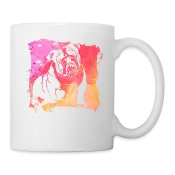 Englische Bulldogge Retro - Tasse - Weiß - Rechts