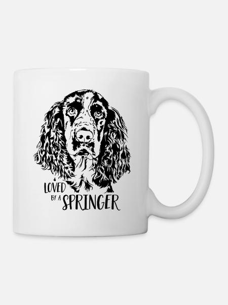 Aimé par un Springer Spaniel Dog Dogs Wilsigns - Mug blanc - blanc