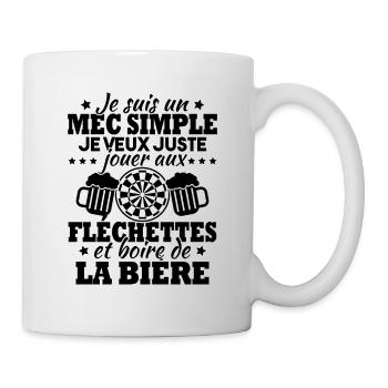Je veux juste jouer aux fléchettes et bière - Mug blanc - blanc - Droite