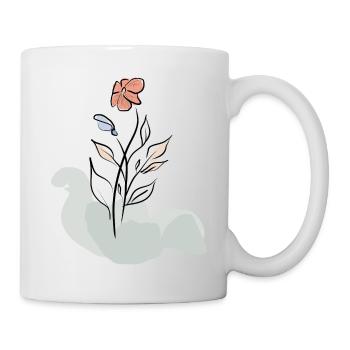 rote Blume in Pastellfarben - Tasse - Weiß - Rechts