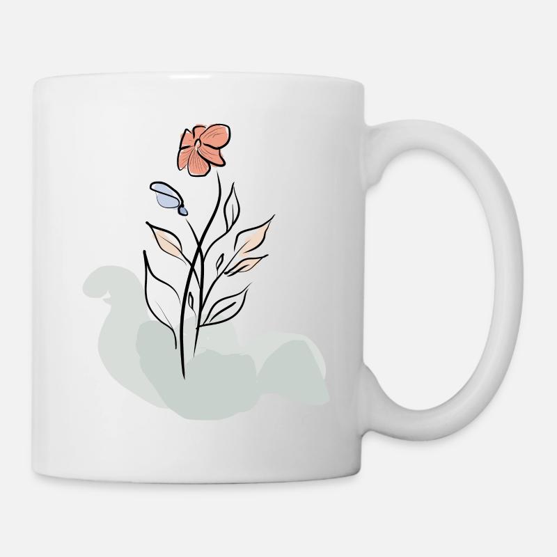rote Blume in Pastellfarben - Tasse - Weiß