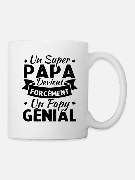 Un super papa devient forcément un papy génial - Mug blanc - blanc