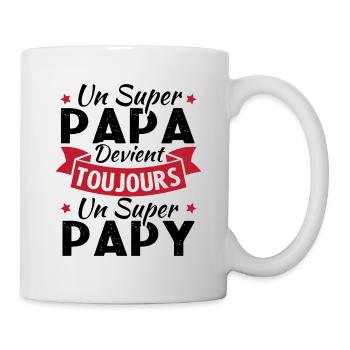 Un super papa devient toujours un super papy - Mug blanc - blanc - Droite