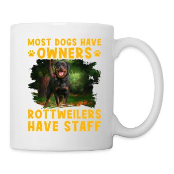 La plupart des chiens ont des propriétaires Les rottweilers ont du personnel - Mug blanc - blanc - Droite