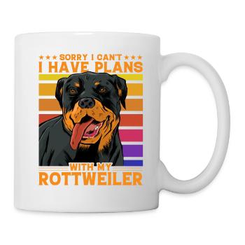Désolé, je ne peux pas avoir de plans avec mon Rottweiler - Mug blanc - blanc - Droite