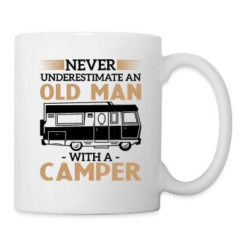 Never underestimate an old man with a camper - Mug - white - Right