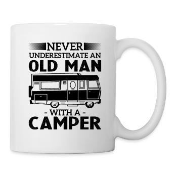 Never underestimate an old man with a camper - Mug - white - Right