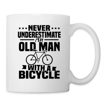 Never underestimate an old man with a bicycle... - Mug - white - Right