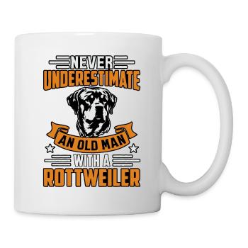 Ne sous-estimez jamais un vieil homme avec un Rottweiler - Mug blanc - blanc - Droite