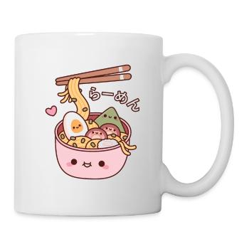 Kawaii Japanische Ramen-Nudeln Doodle - Tasse - Weiß - Rechts
