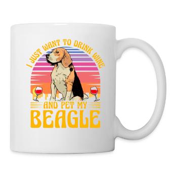 Je veux juste boire du vin et caresser mon Beagle - Mug blanc - blanc - Droite
