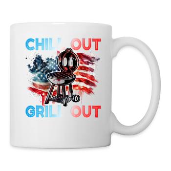 Chill out Grill out - Tasse - Weiß - Rechts
