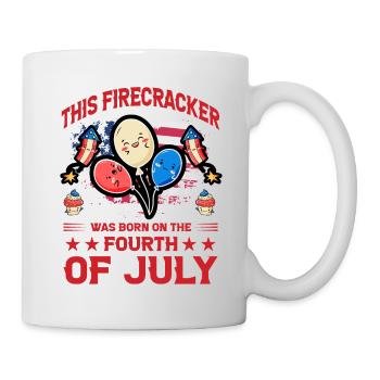 This Firecracker was born on the fourth of July - Mug - white - Right