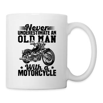 Never underestimate an old man with a motorcycle - Mug - white - Right