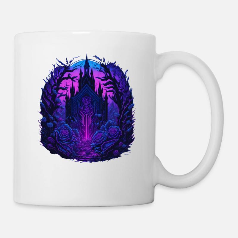 Neon Rosen Schloss Vaporwave - Tasse - Weiß