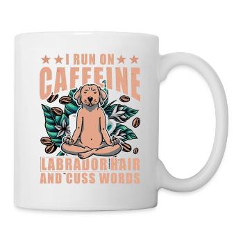 Je cours sur Coffee Labrador Hair et les mots cuss - Mug blanc - blanc - Droite