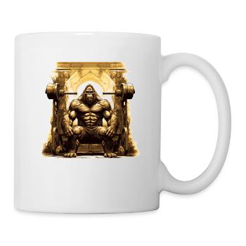 Gorilla, Affe, Antikes Fitnessgerät, Fitness - Tasse - Weiß - Rechts