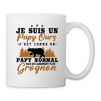 Je suis un papy ours grognon - cadeau humour papy - Mug blanc - blanc - Droite
