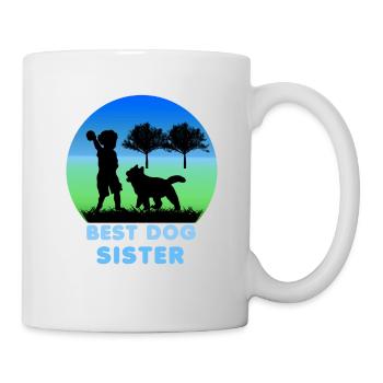 Hund, Mädchen, Spielen, Beste Hunde Schwester - Tasse - Weiß - Rechts