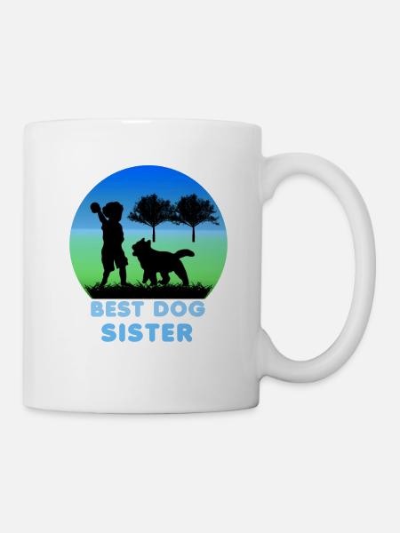 Chien, Fille, Jeu, Meilleure Sœur Chiens - Mug blanc - blanc