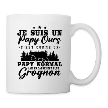 Je suis un papy ours grognon - cadeau humour papy - Mug blanc - blanc - Droite