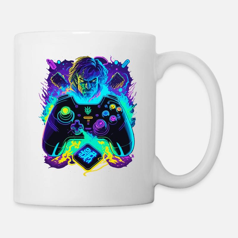 Neonfarben Graffiti Gamer Controller - Tasse - Weiß