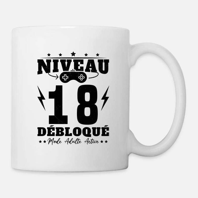 Niveau 18 Débloqué Anniversaire 18 Ans - Mug blanc - blanc