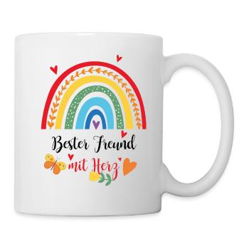 Bester Freund mit Herz Regenbogen - Tasse - Weiß - Rechts