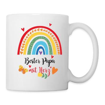 Bester papa mit Herz Regenbogen - Tasse - Weiß - Rechts