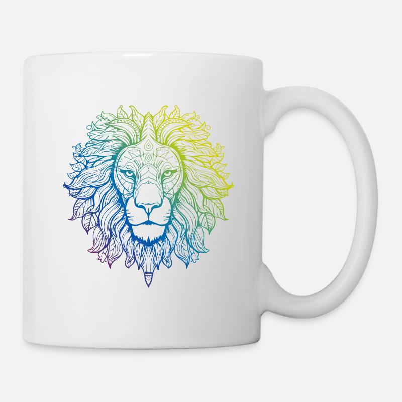 Löwe Mandala Boho - Tasse - Weiß