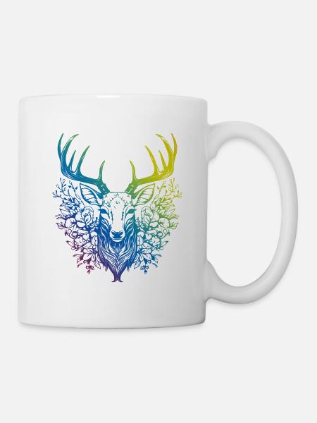 Hirsch Mandala Boho - Tasse - Weiß