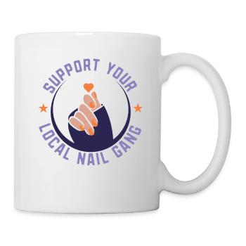 Unterstützen Sie Ihren Lokalen Nail Gang Nail Tech - Tasse - Weiß - Rechts